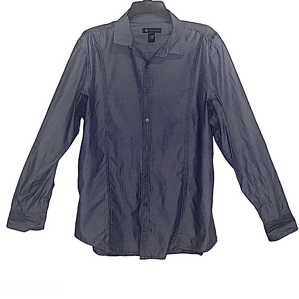 INC International Concepts Mens Long Sleeve Chambray Denim Button Down Shirt L